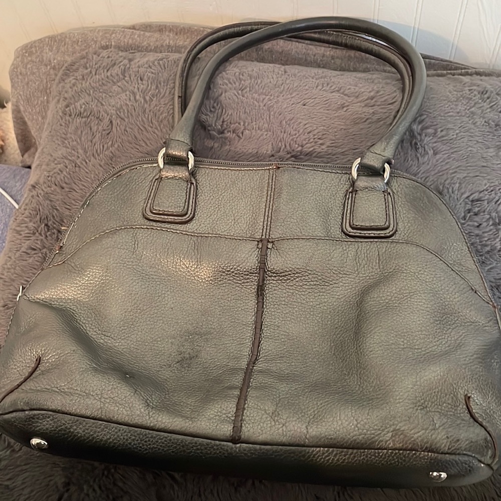Tignanello Silver & Brown Leather Handbag